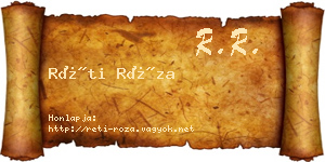 Réti Róza névjegykártya